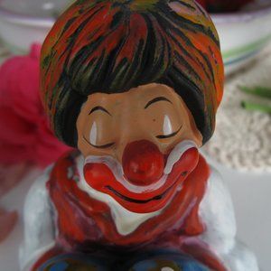 Vintage larger size ceramic clown , artist Annette Little..by Enesco